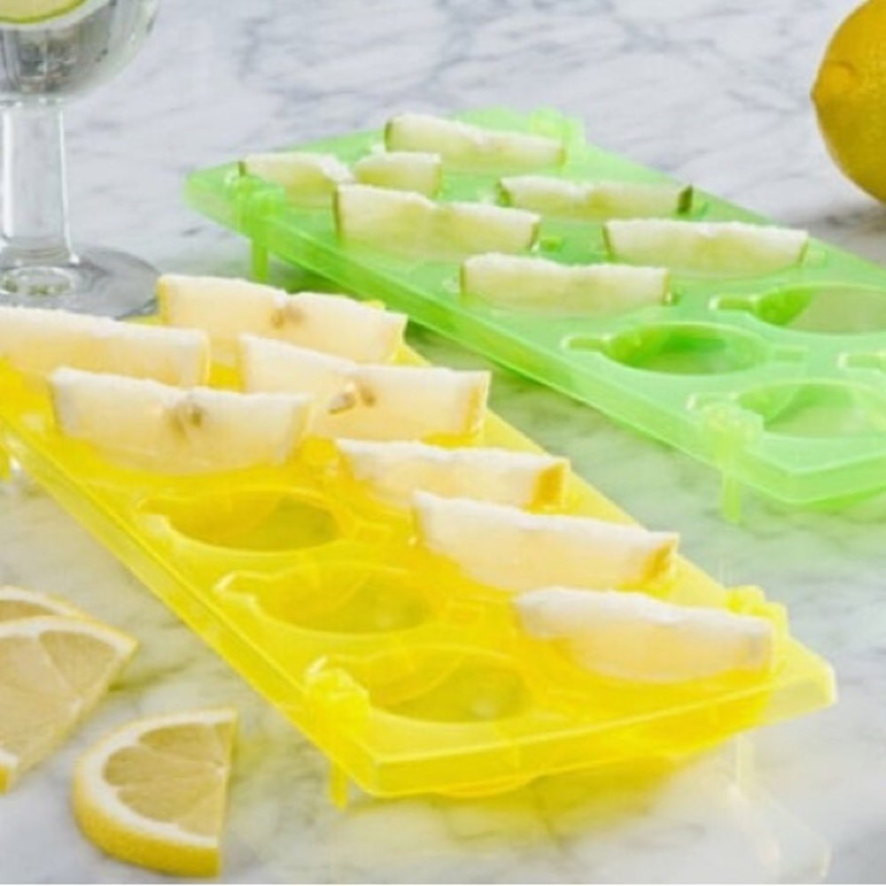 Yellow and Green Ice Cube Trays Fruit Sliced Ice Cube Tray - Pack of 2